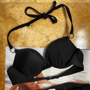 NEW Xhilaration Grecian Braided Black Molded Bikini Swim Top Sz S NWOT